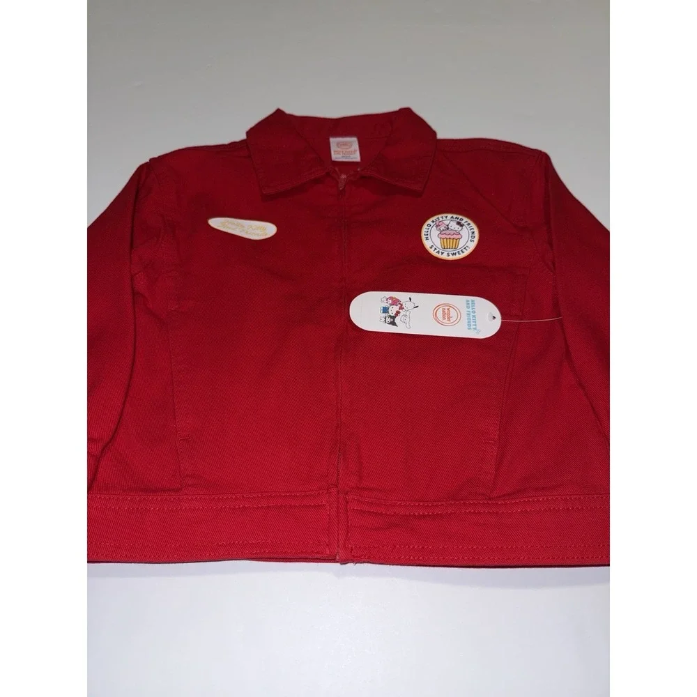 Hello Kitty & Friends Girl XS 4-5 Jacket Red Zip Kids Denim 100% Cotton Gift NWT